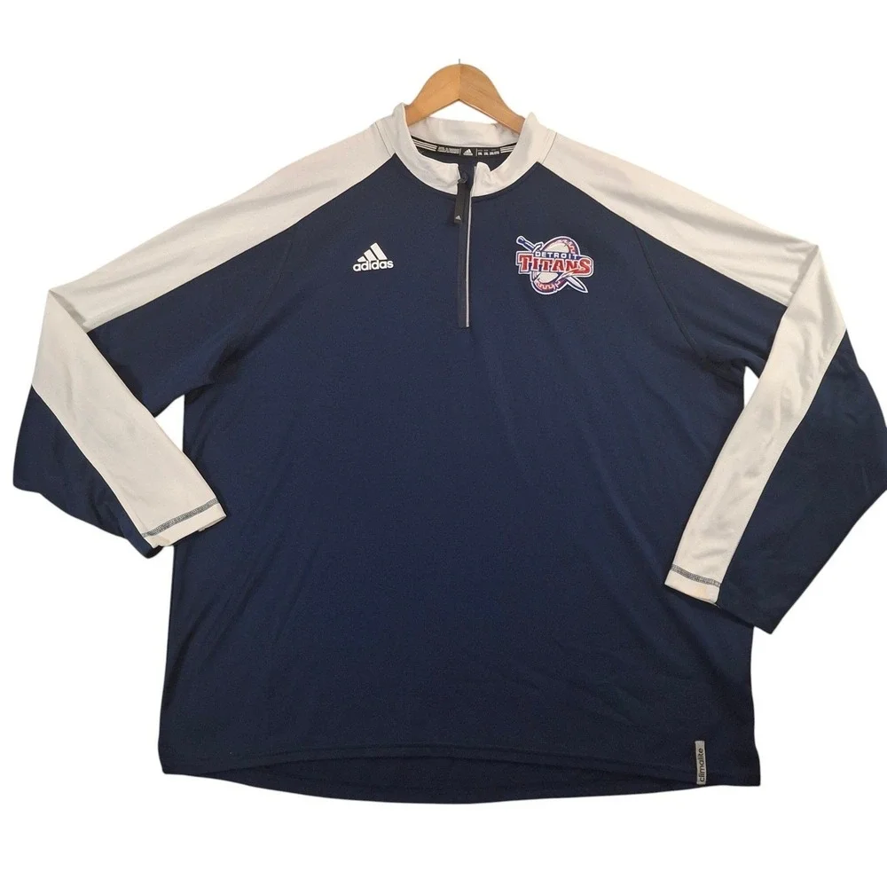 Adidas Detroit Mercy Titans 1/4 Zip Pullover Men's 2XL Navy Blue Climalite